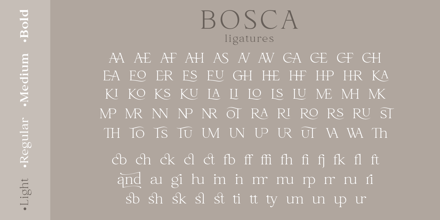 Beispiel einer Bosca Medium-Schriftart